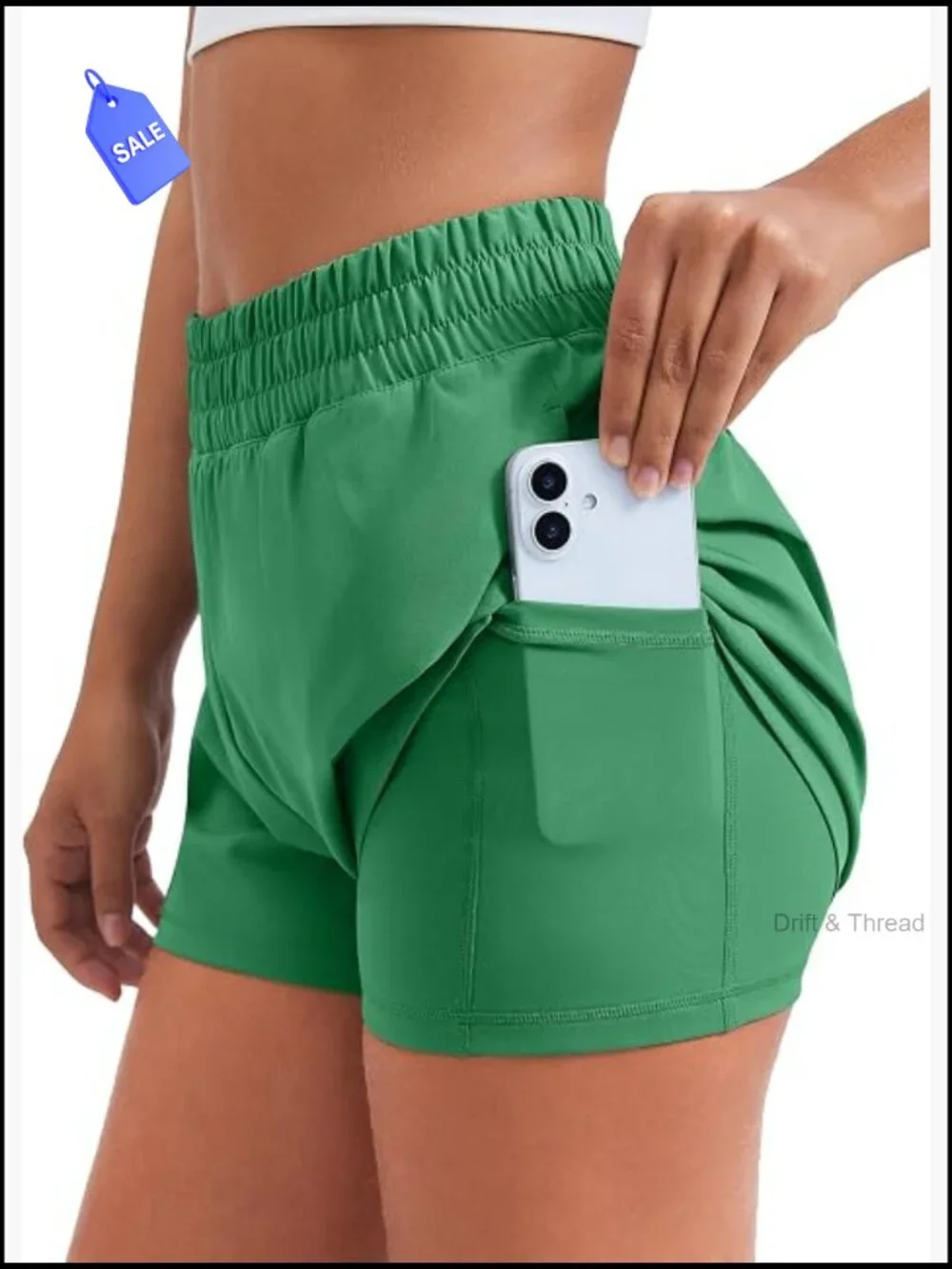 2 in 1 High Waisted Running Shorts with 4 Pockets Quick Dry